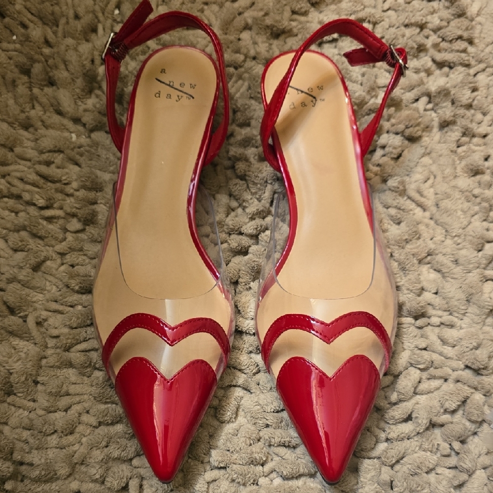 New‎ A New Day Women's Size 6 Red Heart Slingback Heels